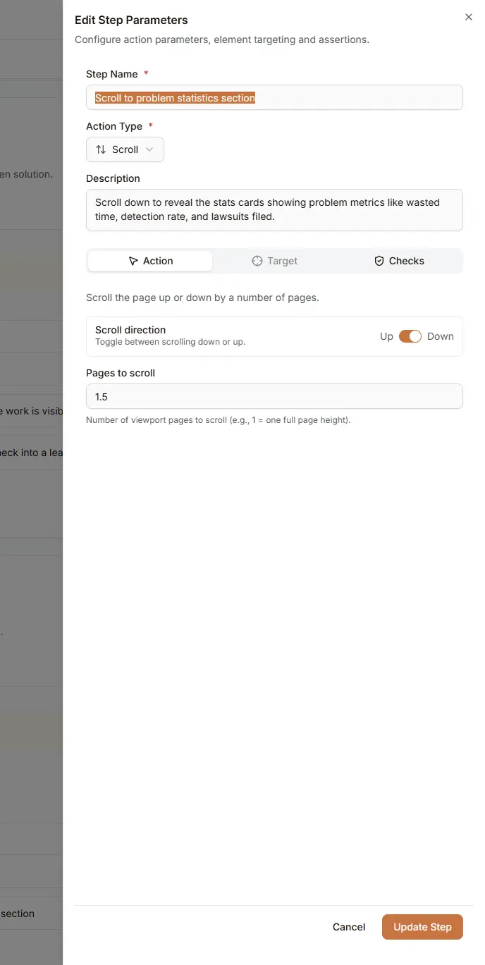 Edit Step Parameters dialog showing the tabbed interface