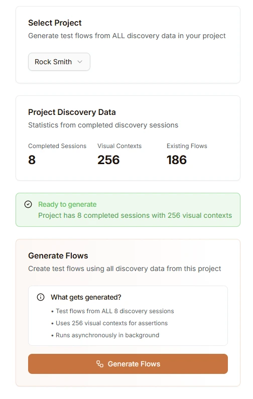 Generate Test Flows from Discovery Data